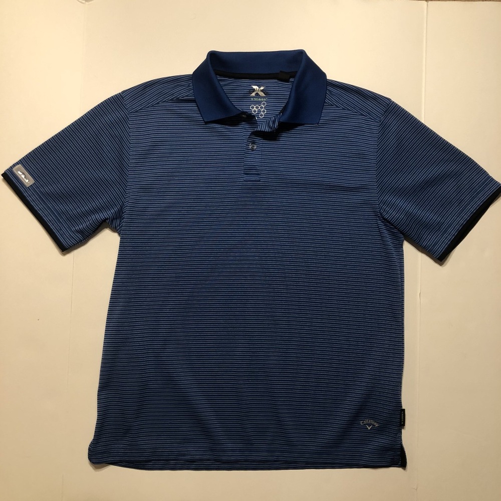Callaway Golf X Series Polo Collared Size Medium Blue Striped